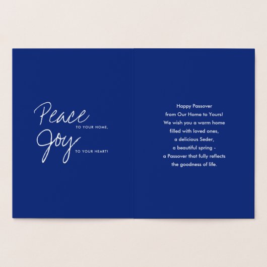 Carte Dorée Joyeuse Pâque. Étoile de David et Kiddouch  (Intérieur)