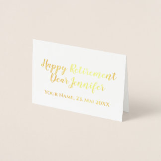 Carte Dorée Joyeuse retraite Écriture calligraphique élégante