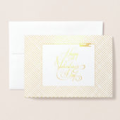 Carte Dorée Joyeuse Saint-Valentin Luxe Élégant Or (Devant avec enveloppe)