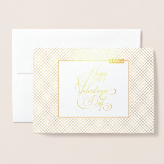 Carte Dorée Joyeuse Saint-Valentin Luxe Élégant Or (Devant avec enveloppe)