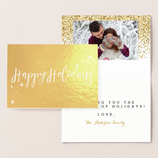 Carte Dorée Joyeuses fêtes Design de typographie classique (Affichage)