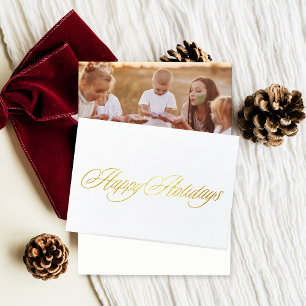 Carte Dorée Joyeuses Fêtes d'or Noël photo pliée