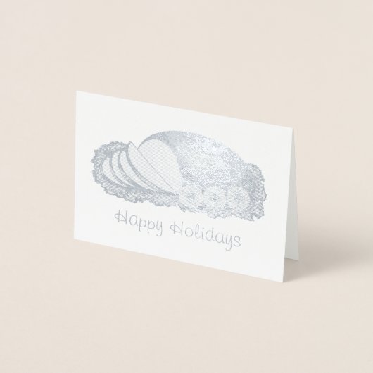 Carte Dorée Joyeuses fêtes Noël Ham Platter Xmas Foodie (Devant)
