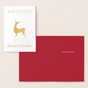 Carte Dorée Joyeuses Fêtes Reindeer Rouge Vos Paroles Foil Car