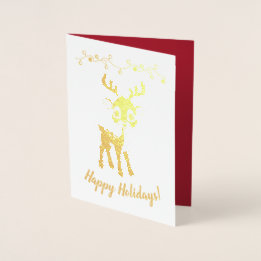 Carte Dorée Joyeuses Fêtes Renne Rouge Vos Mots