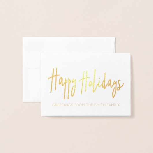 Carte Dorée Joyeuses Fêtes Salutations (Devant avec enveloppe)