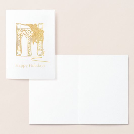 Carte Dorée Joyeuses vacances Brooklyn Bridge Noël Hanoukka (Affichage)
