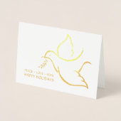 Carte Dorée Joyeuses vacances Dove Peace Love Hope Modern 1 Ph (Devant)