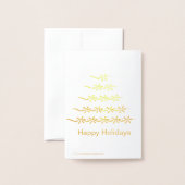 Carte Dorée Joyeuses vacances neige étoiles Arbre Noël (Derrière avec enveloppe)