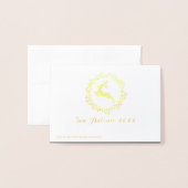 Carte Dorée Joyeuses vacances Photo Famille Reindeer Gris Or (Derrière avec enveloppe)