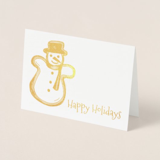 Carte Dorée Joyeuses vacances Snowman Cookie Noël Hanoukka (Devant)