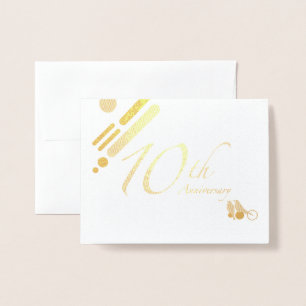 Carte Dorée Joyeux 10e anniversaire Mod Birds