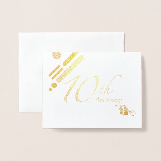 Carte Dorée Joyeux 10e anniversaire Mod Birds (Devant avec enveloppe)