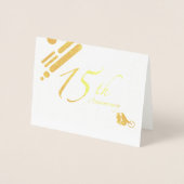 Carte Dorée Joyeux 15e anniversaire Mod Birds (Devant)