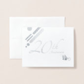 Carte Dorée Joyeux 20e anniversaire Mod Birds (Devant avec enveloppe)