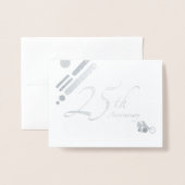 Carte Dorée Joyeux 25e anniversaire Mod Birds (Devant avec enveloppe)