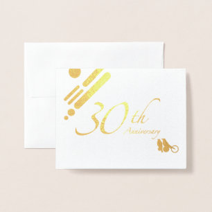 Carte Dorée Joyeux 30e anniversaire Mod Birds