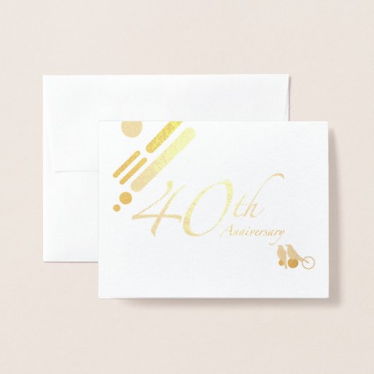 Carte Dorée Joyeux 40e anniversaire Mod Birds (Devant avec enveloppe)