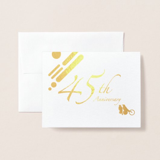 Carte Dorée Joyeux 45e anniversaire Mod Birds (Devant avec enveloppe)
