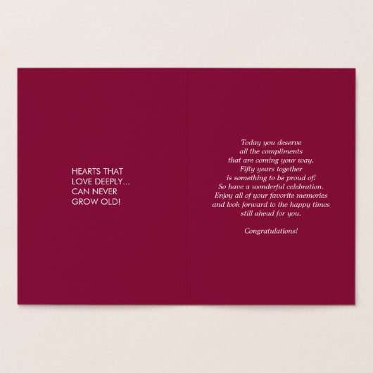 Carte Dorée Joyeux 50e anniversaire de Mariage luxe (Intérieur)