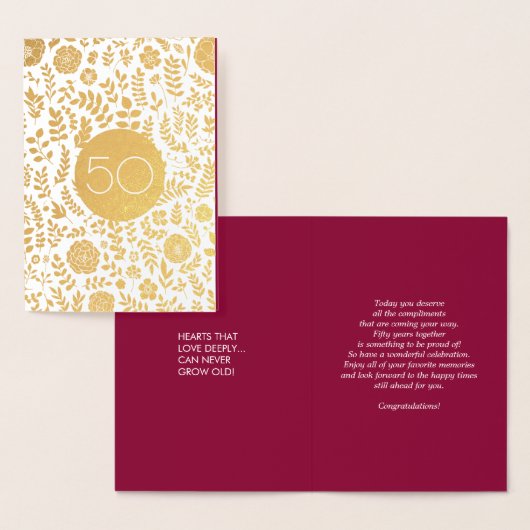 Carte Dorée Joyeux 50e anniversaire de Mariage luxe (Affichage)