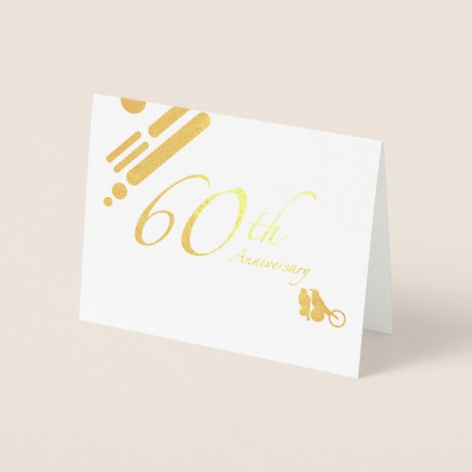 Carte Dorée Joyeux 60e anniversaire Mod Birds (Devant)