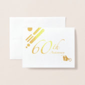 Carte Dorée Joyeux 60e anniversaire Mod Birds (Devant avec enveloppe)
