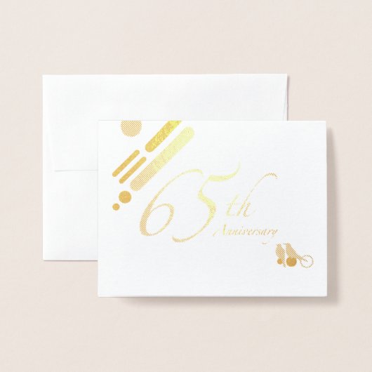 Carte Dorée Joyeux 65e anniversaire Mod Birds (Devant avec enveloppe)
