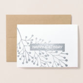 Carte Dorée Joyeux anniversaire. Aquarelle Botanique Rose Luxe (Devant avec enveloppe)