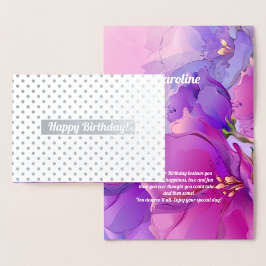 Carte Dorée Joyeux anniversaire. Aquarelle Floral Luxe (Affichage)