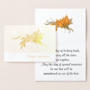 Carte Dorée Joyeux anniversaire avec Autumn Swag