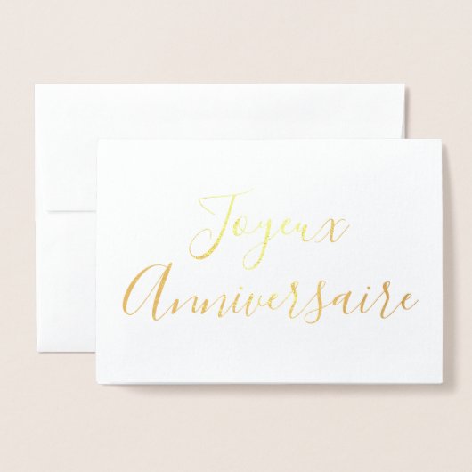 Carte Dorée Joyeux Anniversaire calligraphie Gold Foil Card (Devant avec enveloppe)