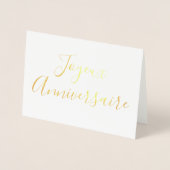 Carte Dorée Joyeux Anniversaire calligraphie Gold Foil Card (Devant)