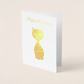 Carte Dorée Joyeux Anniversaire Chat Doré (Devant)