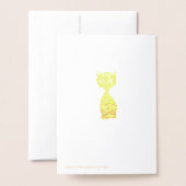 Carte Dorée Joyeux Anniversaire Chat Doré (Derrière avec enveloppe)