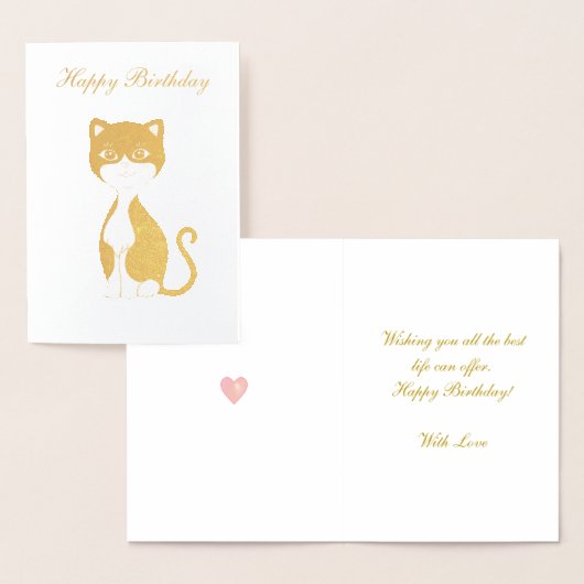 Carte Dorée Joyeux Anniversaire Chat Smoking Doré (Affichage)