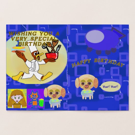 Carte Dorée Joyeux Anniversaire Chef Ducky Bateau Spatial Chio (Intérieur)