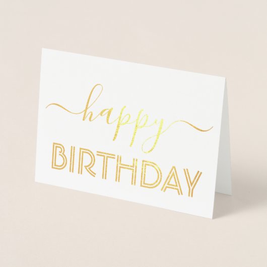 Carte Dorée Joyeux Anniversaire Chic Script Minimal Glam Or Re (Devant)