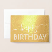 Carte Dorée Joyeux Anniversaire Chic Script Minimal Glam Or Re (Devant avec enveloppe)