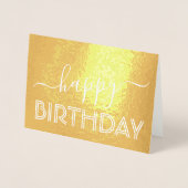 Carte Dorée Joyeux Anniversaire Chic Script Minimal Glam Or Re (Devant)