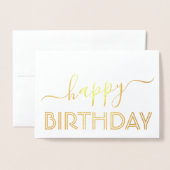 Carte Dorée Joyeux Anniversaire Chic Script Minimal Glam Or Re (Devant avec enveloppe)