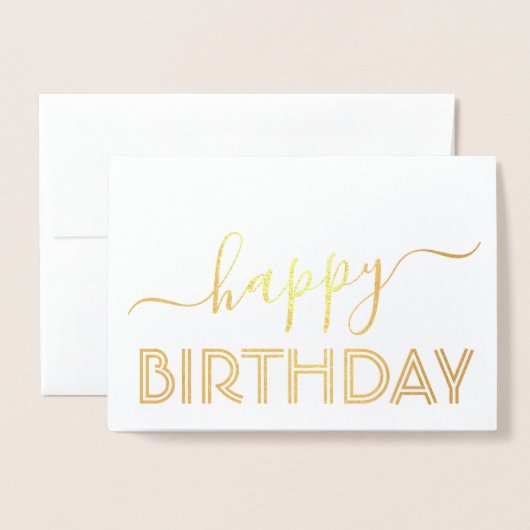 Carte Dorée Joyeux Anniversaire Chic Script Minimal Glam Or Re (Devant avec enveloppe)