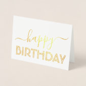 Carte Dorée Joyeux Anniversaire Chic Script Minimal Glam Or Re (Devant)