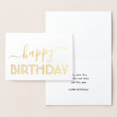 Carte Dorée Joyeux Anniversaire Chic Script Minimal Glam Or Re (Affichage)