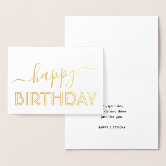 Carte Dorée Joyeux Anniversaire Chic Script Minimal Glam Or Re (Affichage)