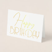 Carte Dorée Joyeux Anniversaire Chic Script Minimal Glam Silve (Devant)