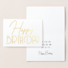 Carte Dorée Joyeux Anniversaire Chic Script Minimal Glam Silve