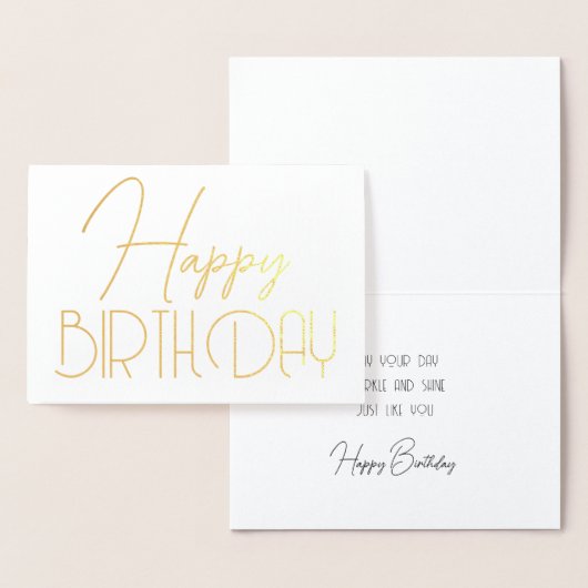 Carte Dorée Joyeux Anniversaire Chic Script Minimal Glam Silve (Affichage)