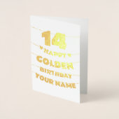Carte Dorée Joyeux anniversaire doré, Anniversaire 14 ans papi (Devant)