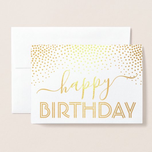 Carte Dorée Joyeux Anniversaire Élégant Script Kraft & Silver  (Devant avec enveloppe)